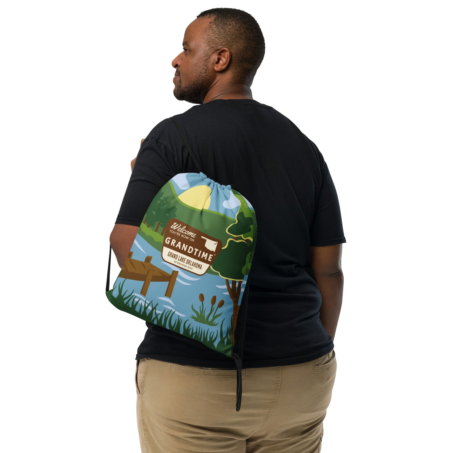 ON GRANDTIME Lake Scene Drawstring Gear Bag