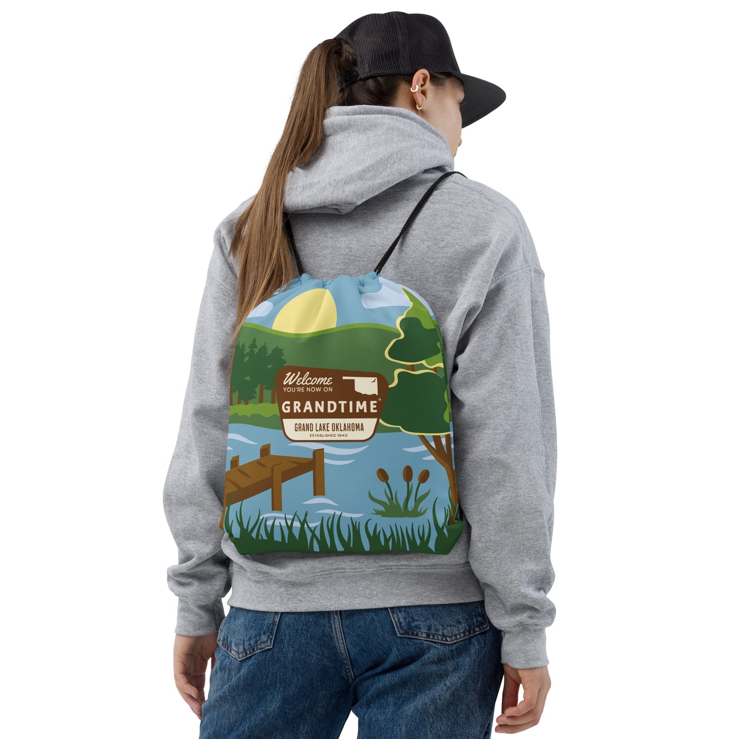 ON GRANDTIME Lake Scene Drawstring Gear Bag