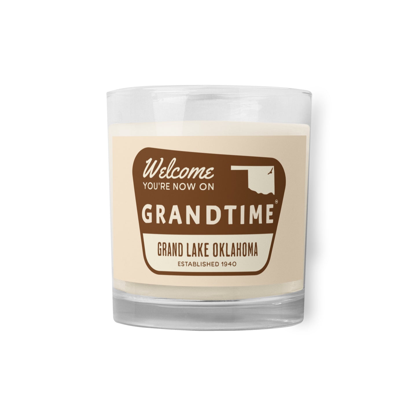 ON GRANDTIME National Forest Logo glass jar soy wax candle