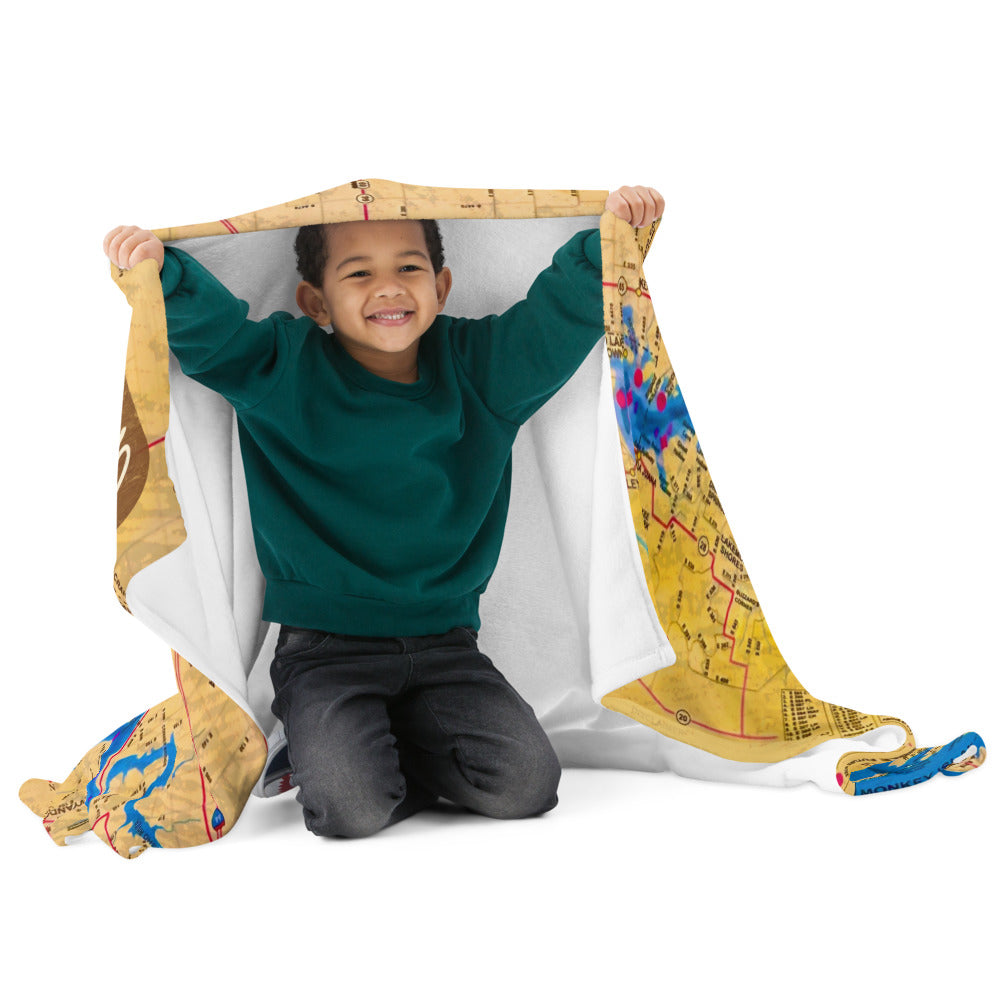 Vintage Grand Lake Map soft and cozy throw blanket