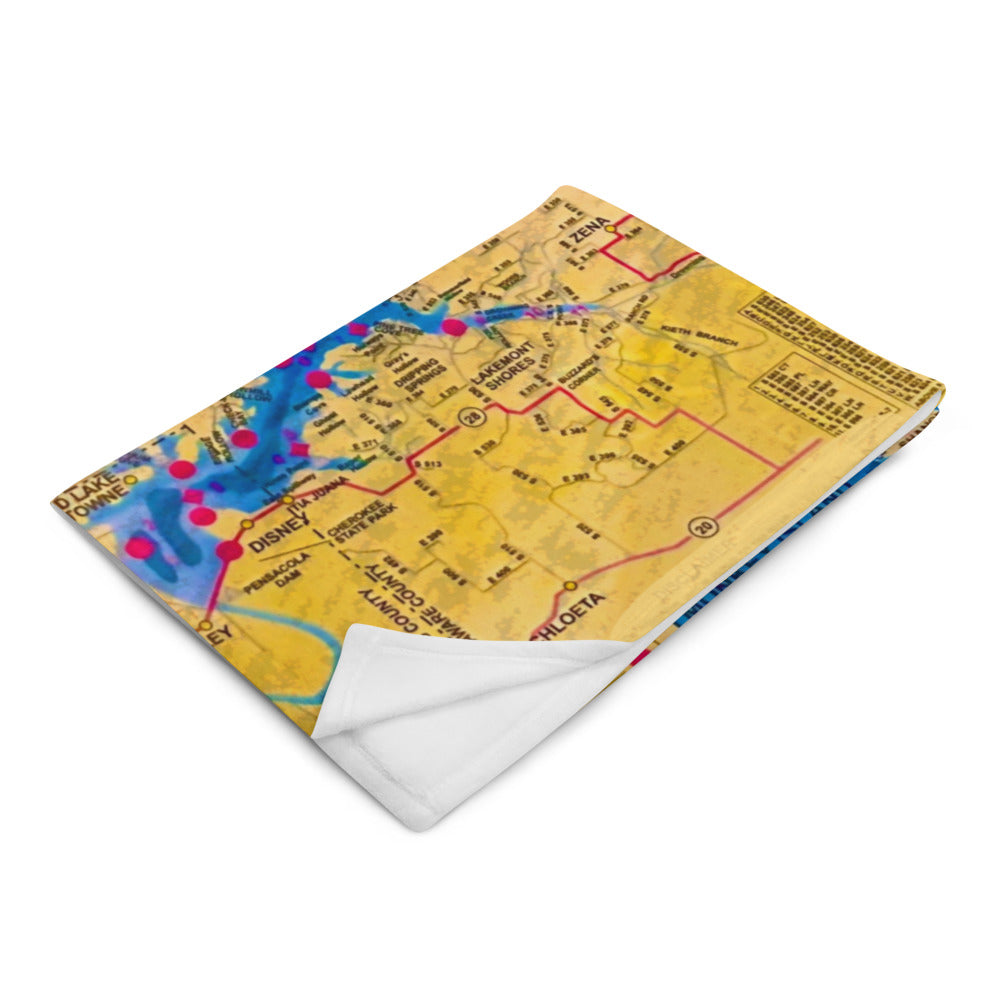 Vintage Grand Lake Map soft and cozy throw blanket