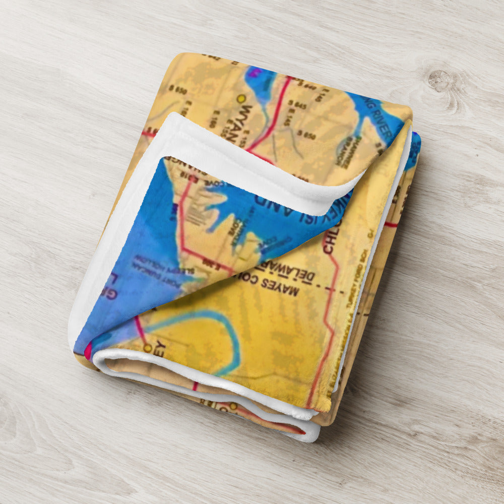 Vintage Grand Lake Map soft and cozy throw blanket