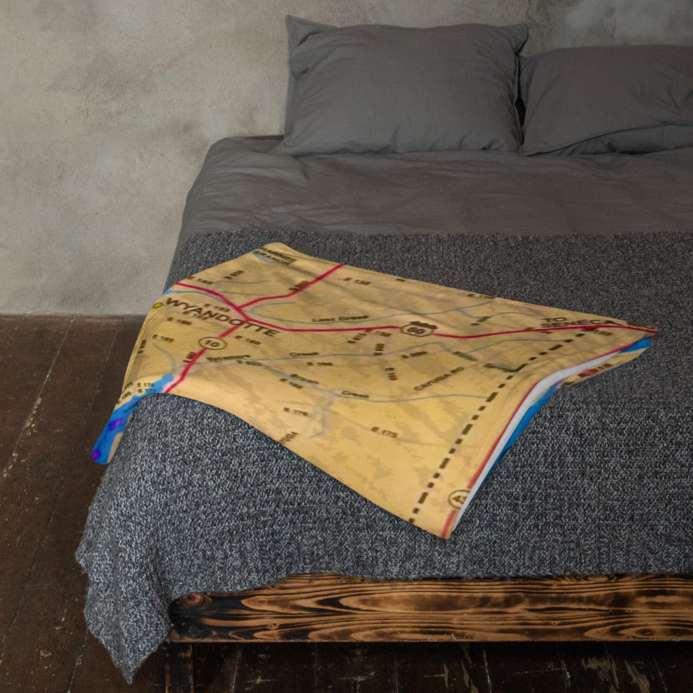 Vintage Grand Lake Map soft and cozy throw blanket