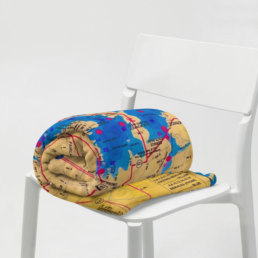 Vintage Grand Lake Map soft and cozy throw blanket