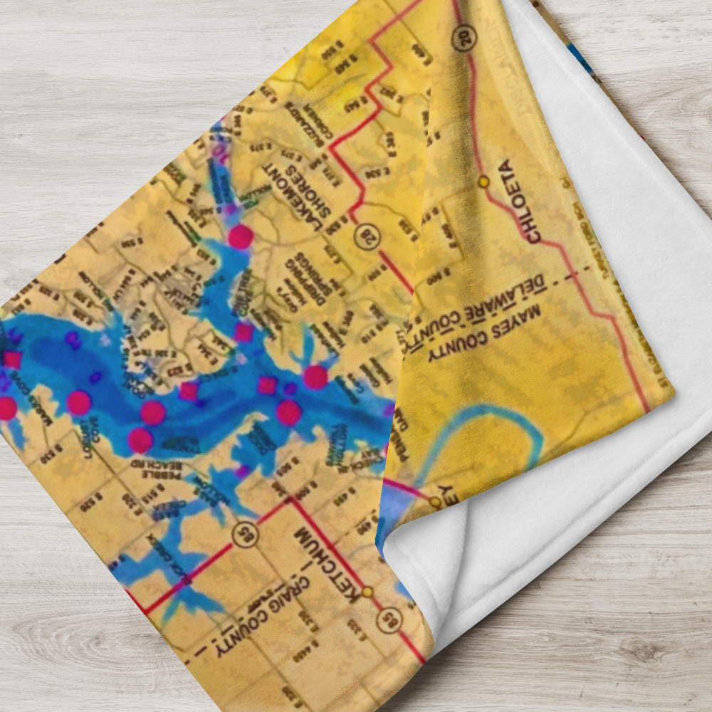 Vintage Grand Lake Map soft and cozy throw blanket
