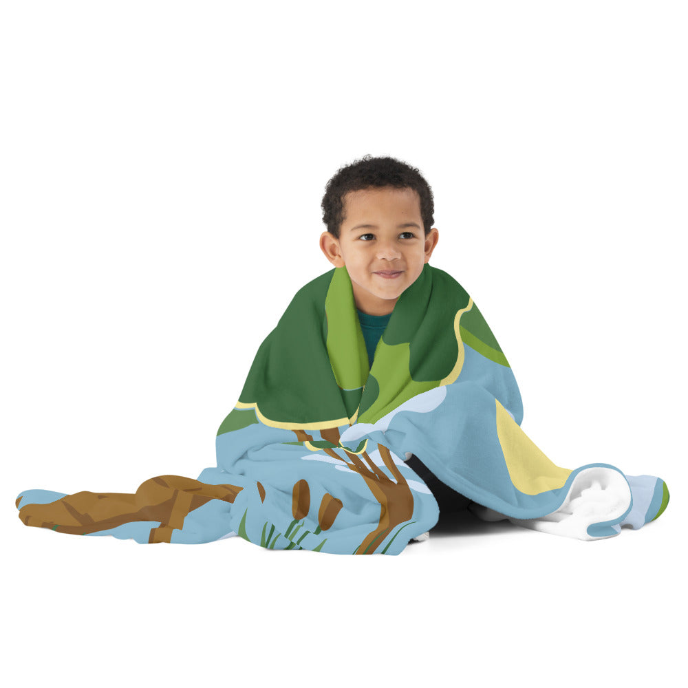 ON GRANDTIME Lake Scene Soft and Cozy Throw Blanket
