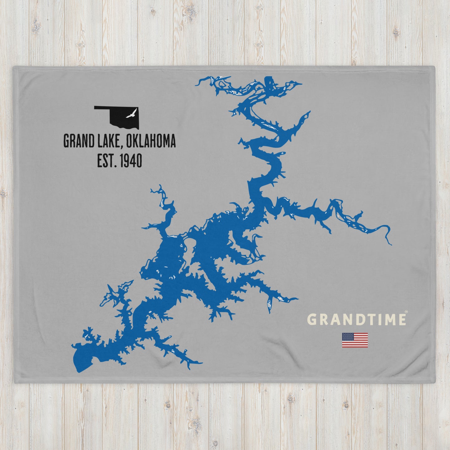 ON GRANDTIME Grand Lake Map Soft Throw Blanket