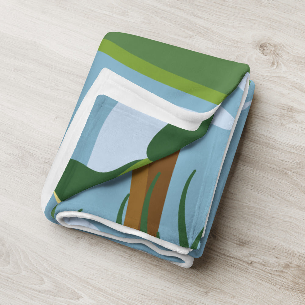 ON GRANDTIME Lake Scene Soft and Cozy Throw Blanket