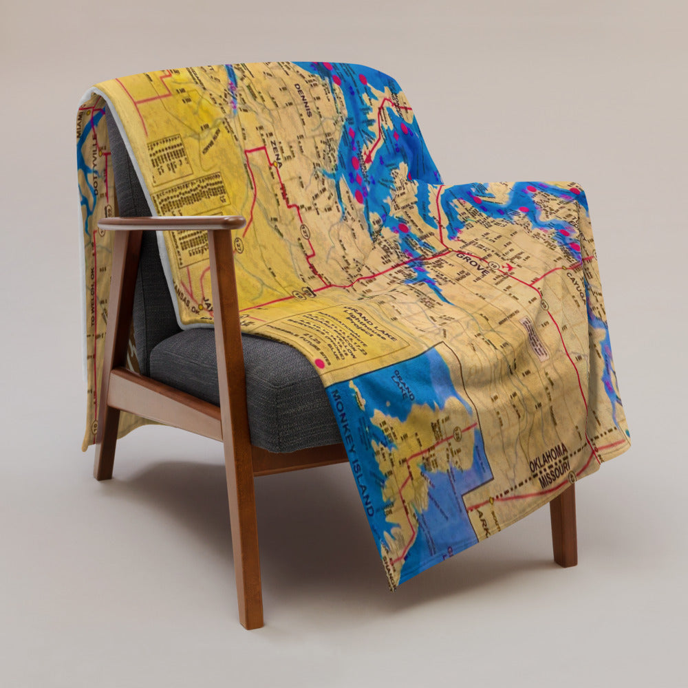 Vintage Grand Lake Map soft and cozy throw blanket