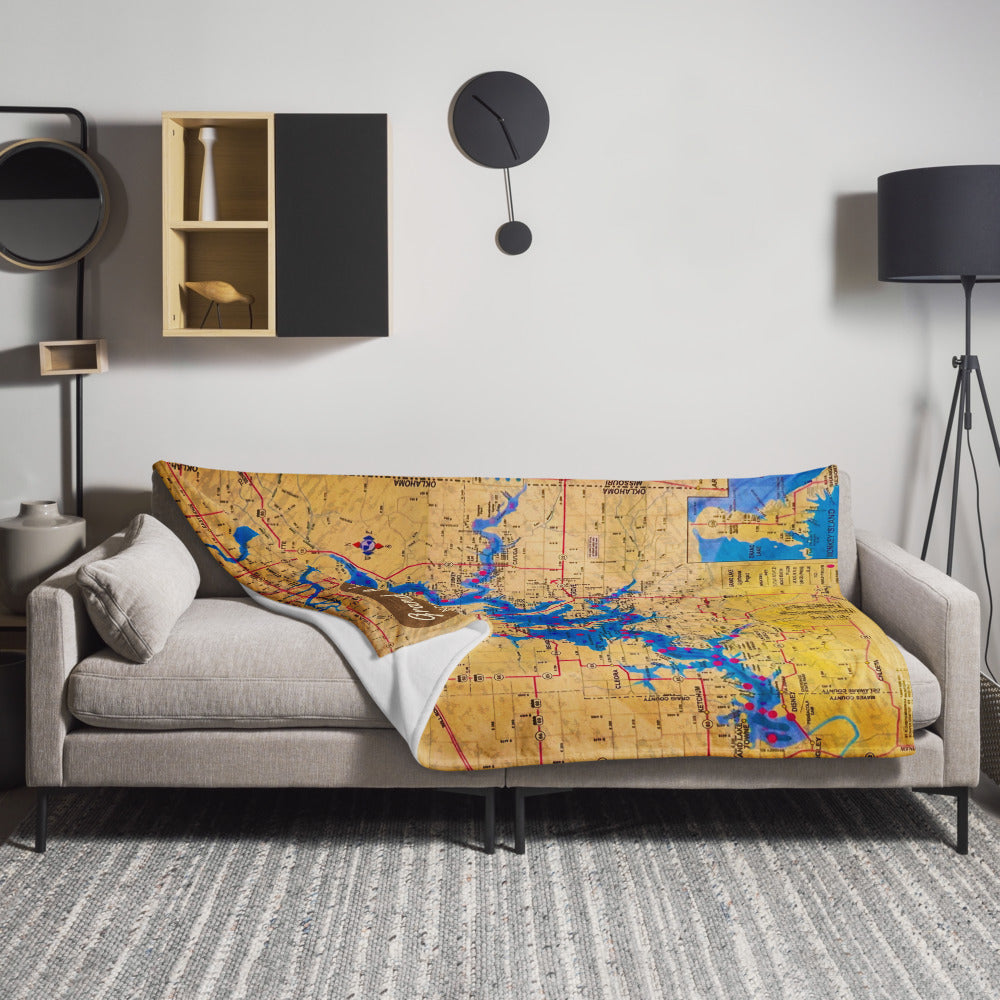 Vintage Grand Lake Map soft and cozy throw blanket