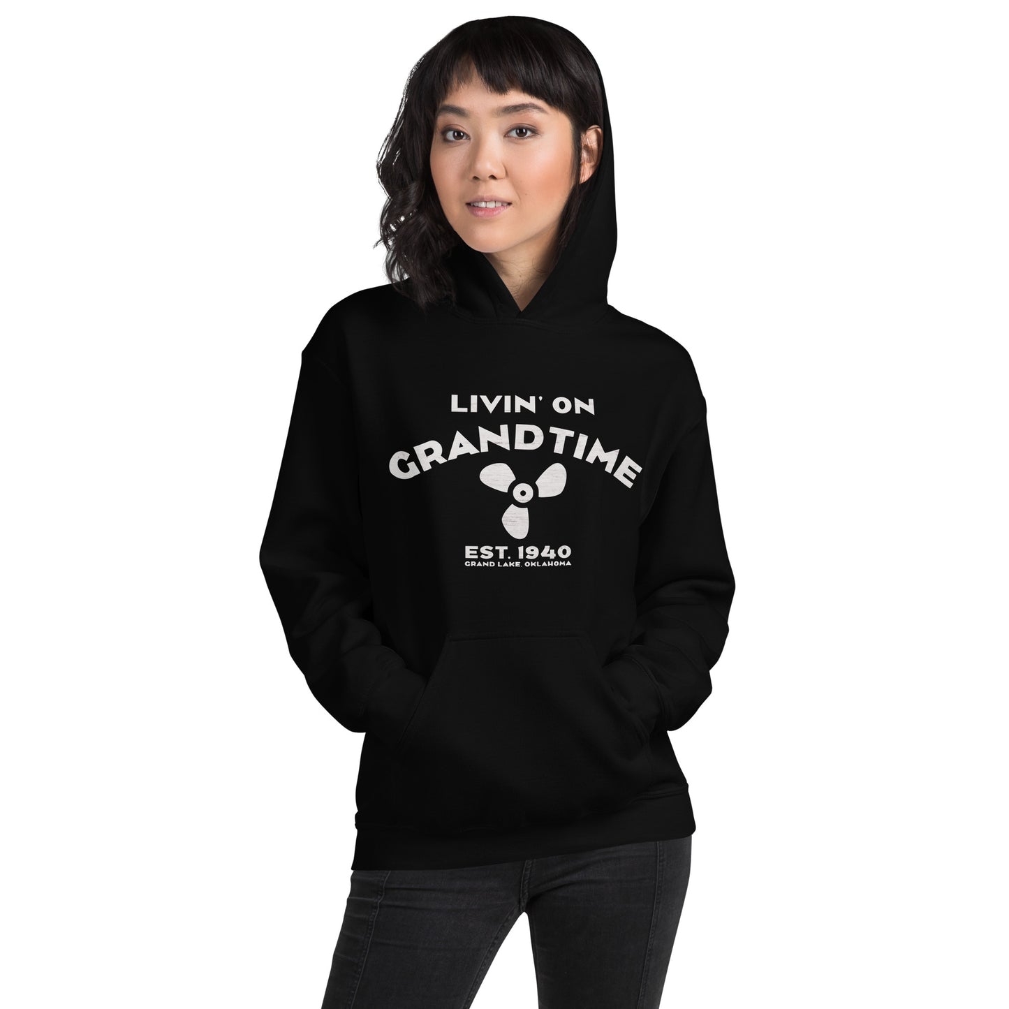 ON GRANDTIME Custom Prop Design on a warm and soft Unisex Hoodie
