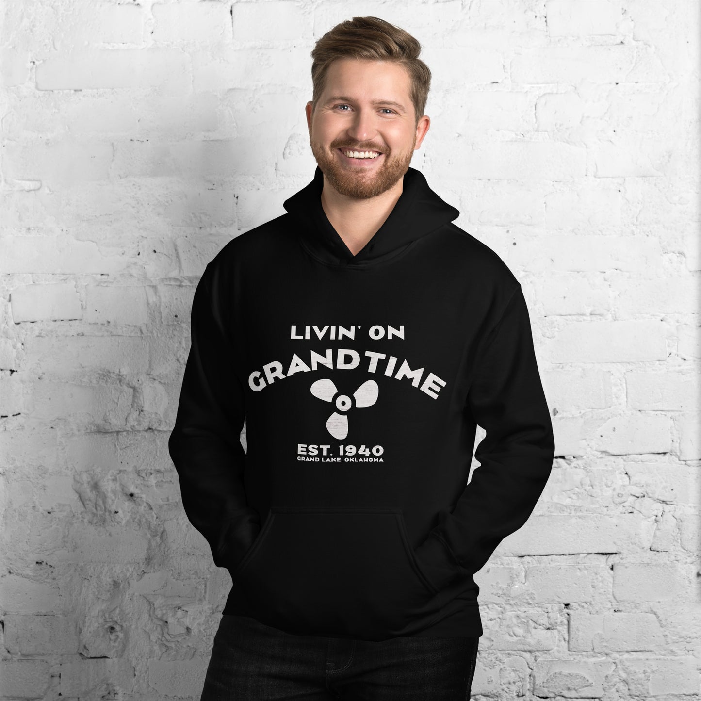 ON GRANDTIME Custom Prop Design on a warm and soft Unisex Hoodie