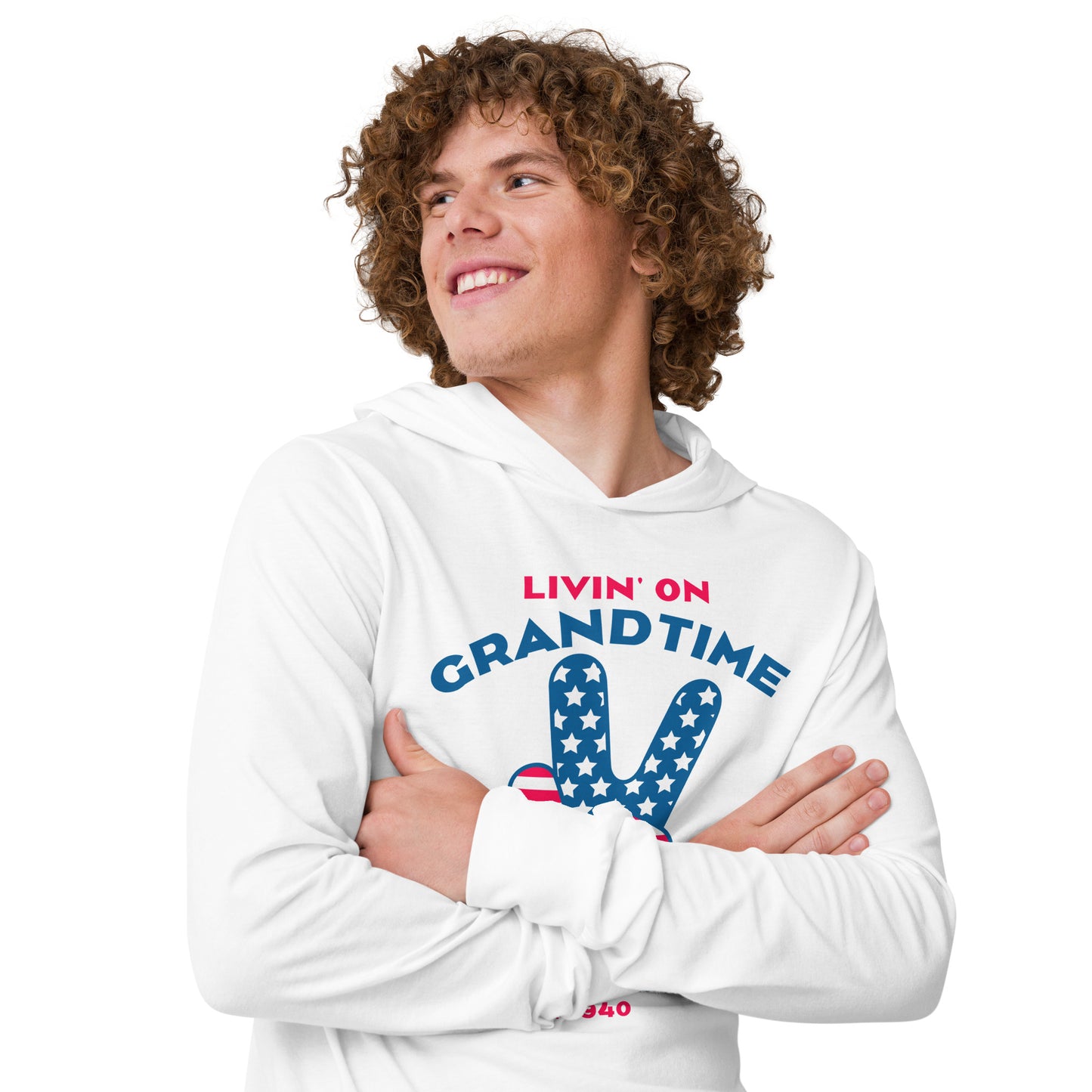 PEACE ON GRANDTIME Hooded long-sleeve breathable lake tee