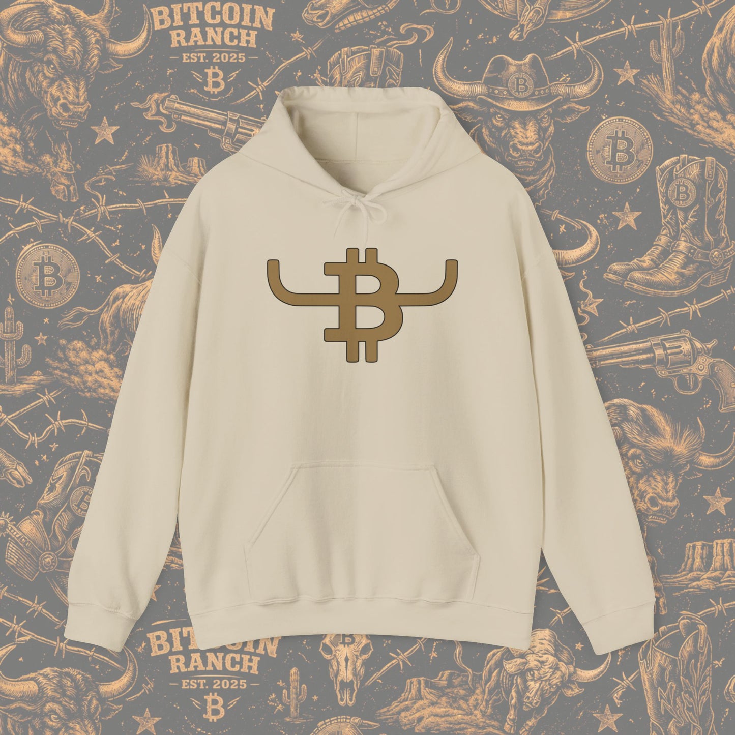 Bitcoin Ranch Hoodie — Western Crypto Bull Logo Sweatshirt