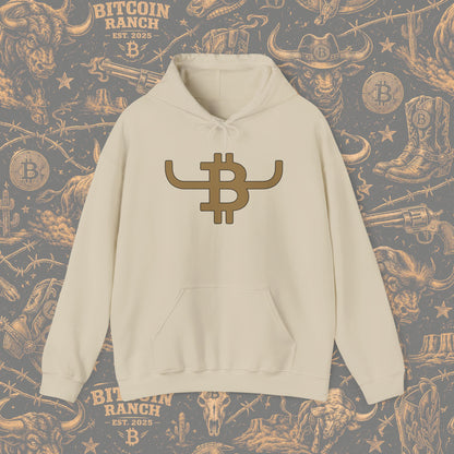Bitcoin Ranch Hoodie — Western Crypto Bull Logo Sweatshirt