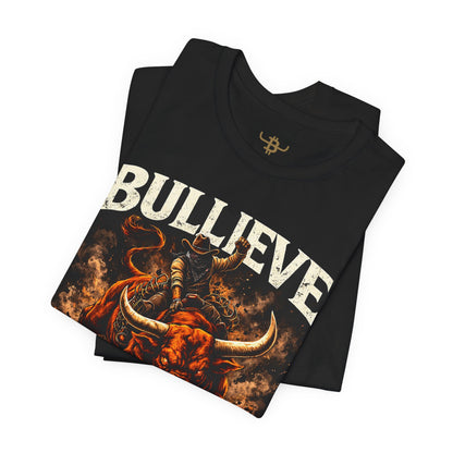 Bitcoin Bull Tee — “Bullieve in Bitcoin” Graphic Crypto T-Shirt