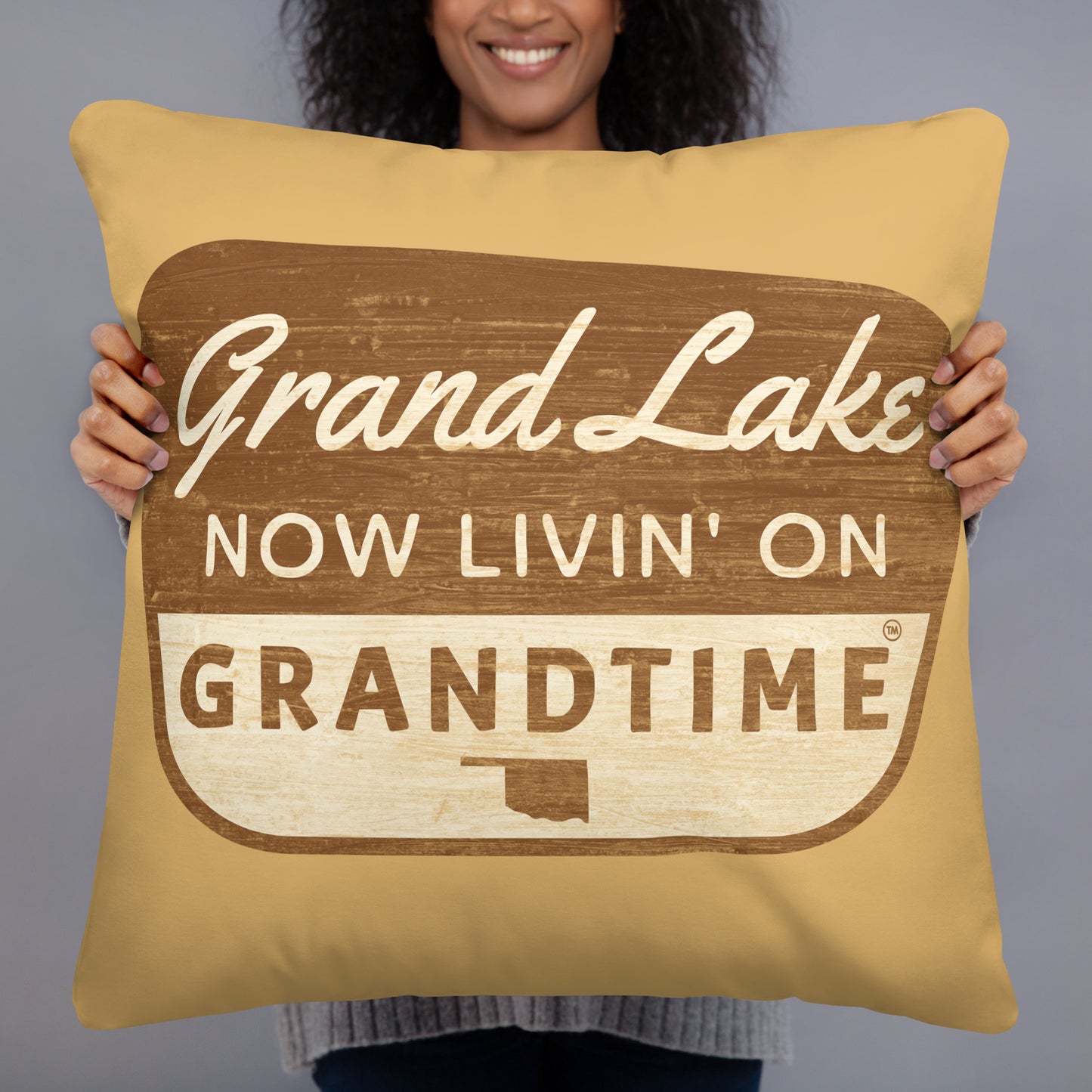 Vintage Grand Lake Map soft and cozy pillow (DOUBLE SIDED)