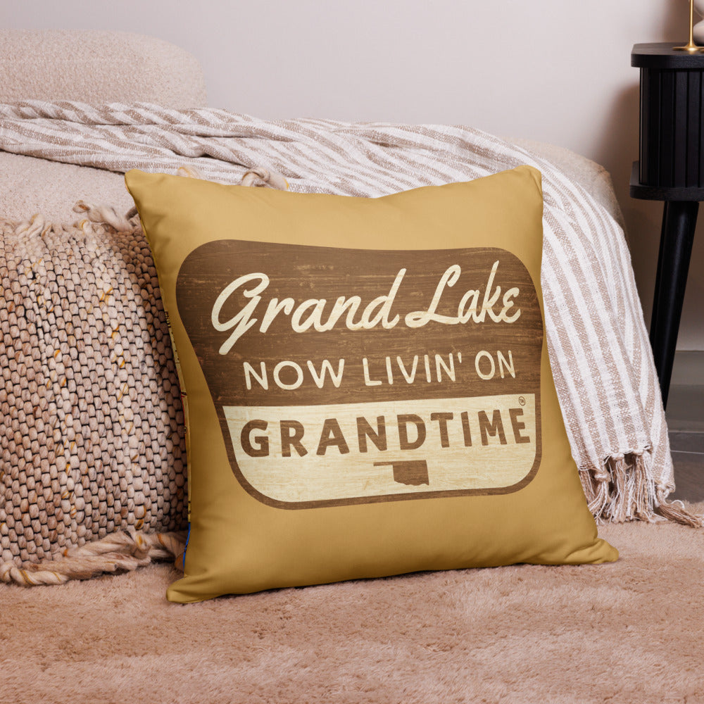 Vintage Grand Lake Map soft and cozy pillow (DOUBLE SIDED)