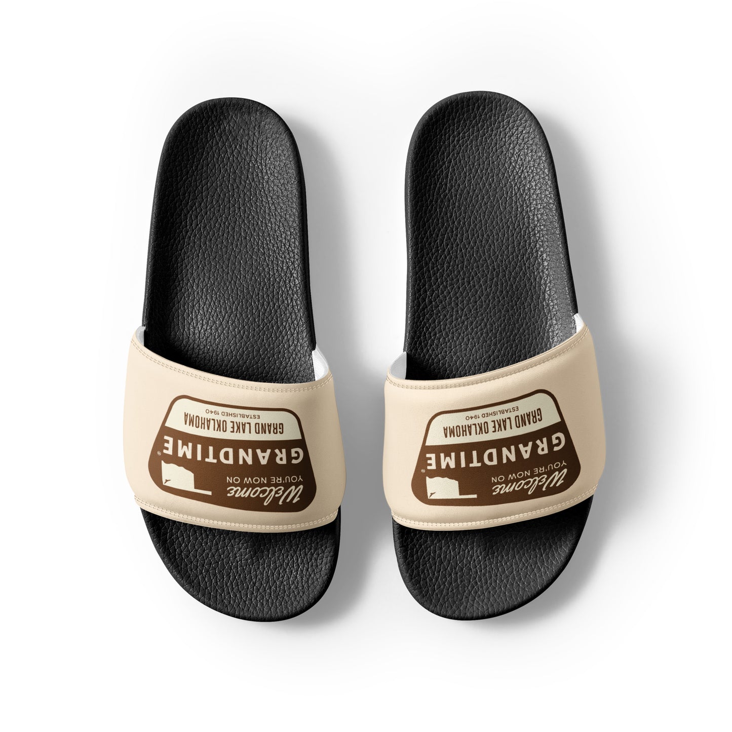 ON GRANDTIME National Forest Logo Design on extra comfy Men’s slides