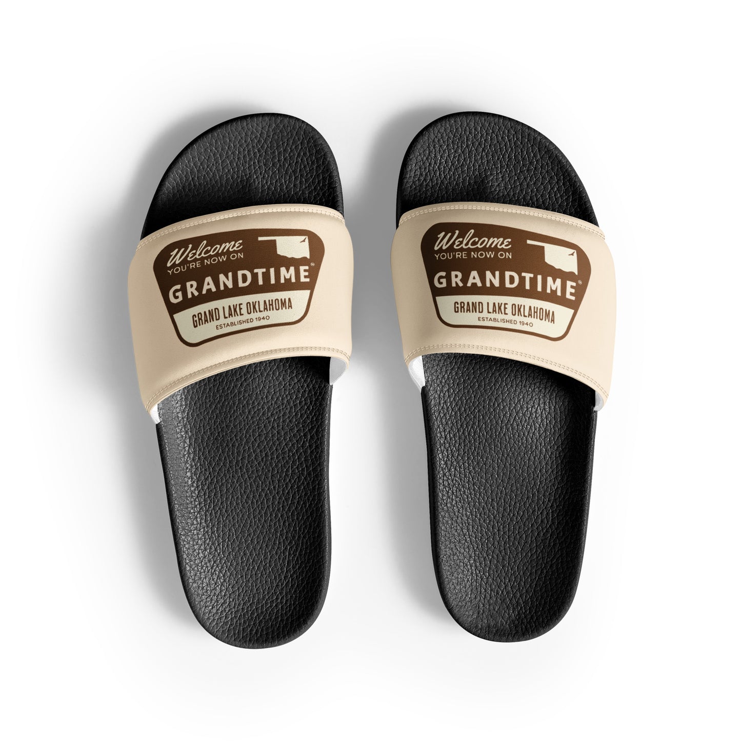 ON GRANDTIME National Forest Logo Design on extra comfy Men’s slides