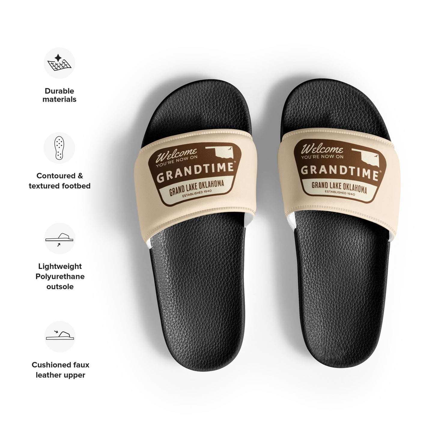 ON GRANDTIME National Forest Logo Design on extra comfy Men’s slides