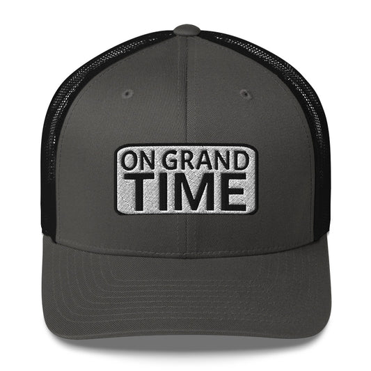 ON GRANDTIME snapback Trucker Cap with rectangle logo