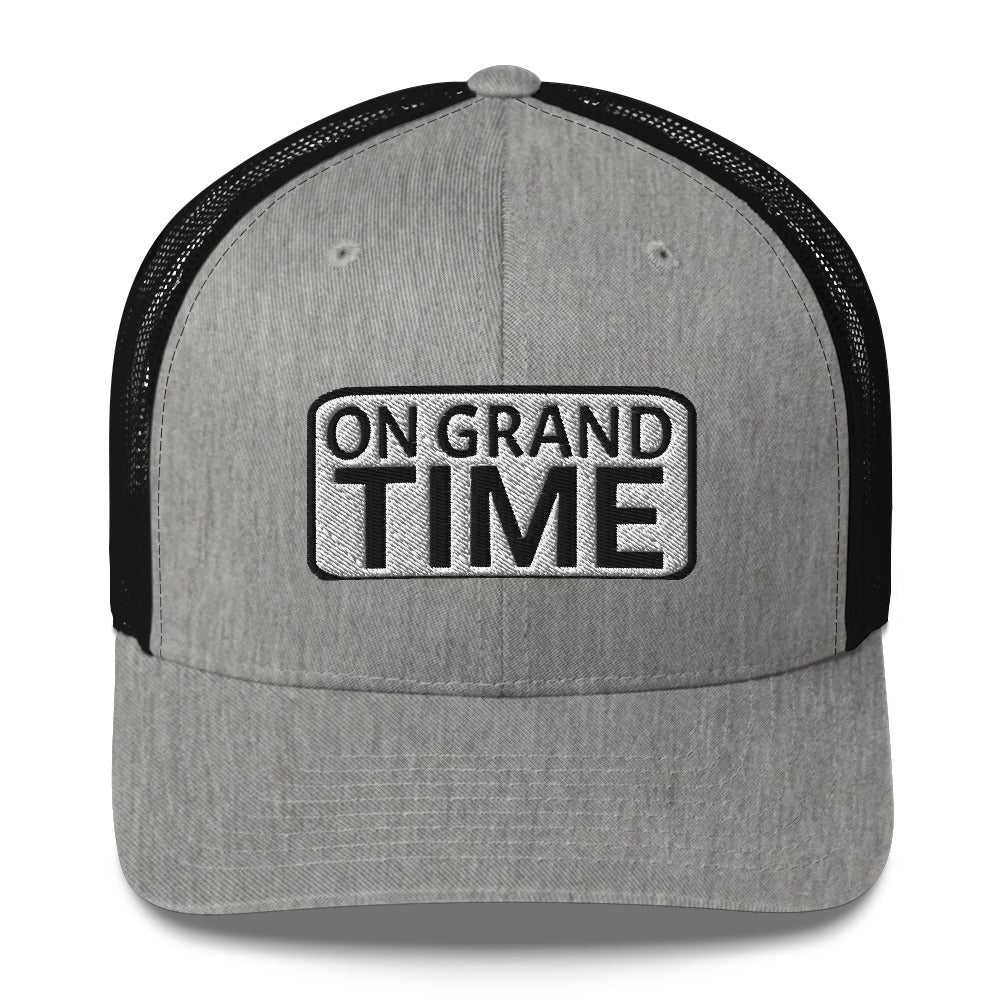 ON GRANDTIME snapback Trucker Cap with rectangle logo