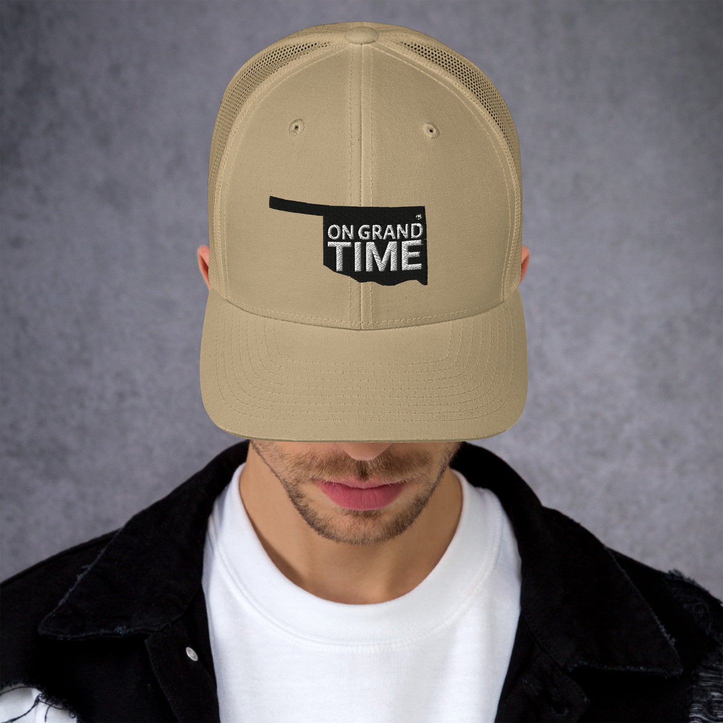 ON GRANDTIME snapback Trucker Cap with custom Oklahoma Logo