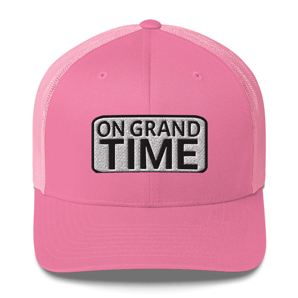 ON GRANDTIME snapback Trucker Cap with rectangle logo