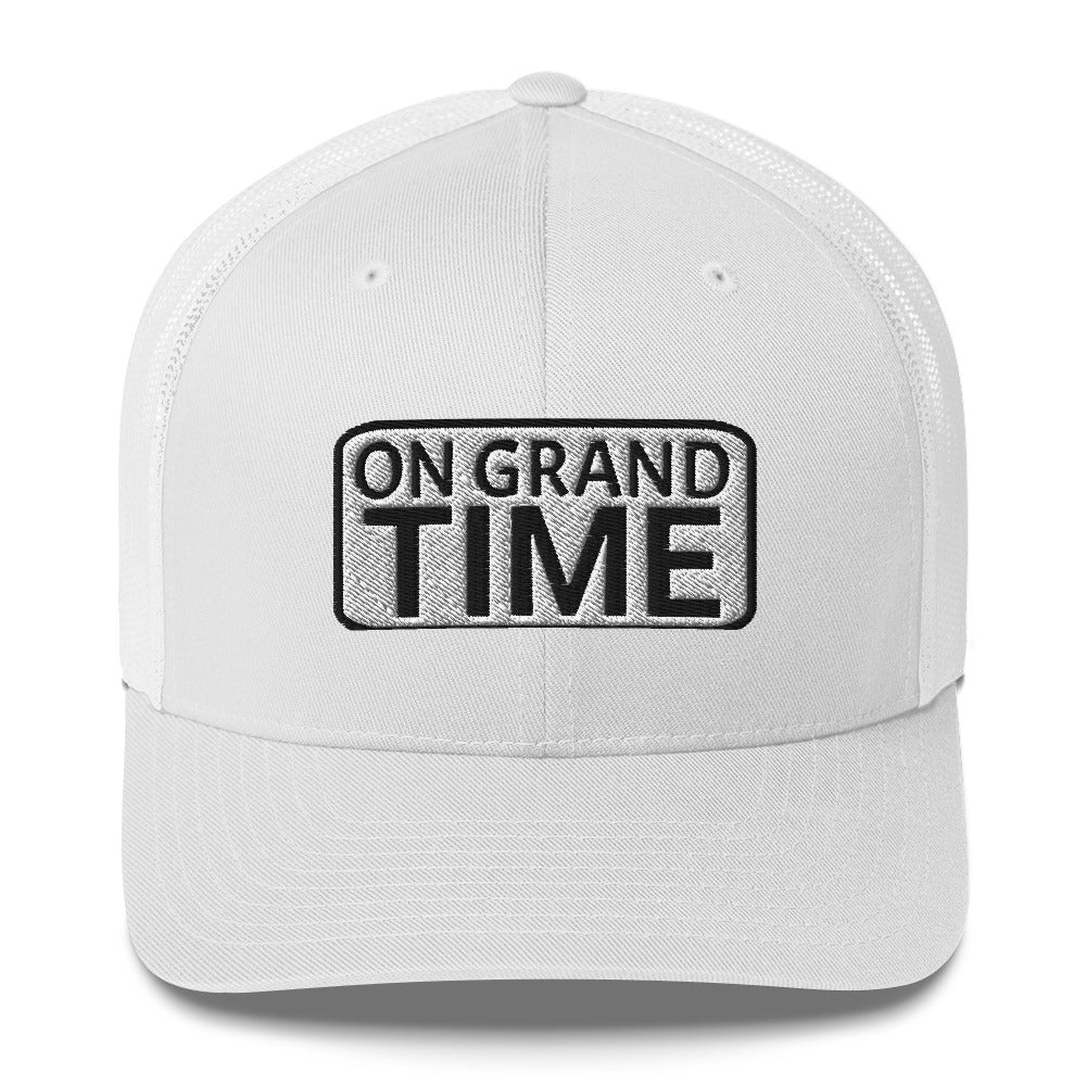 ON GRANDTIME snapback Trucker Cap with rectangle logo