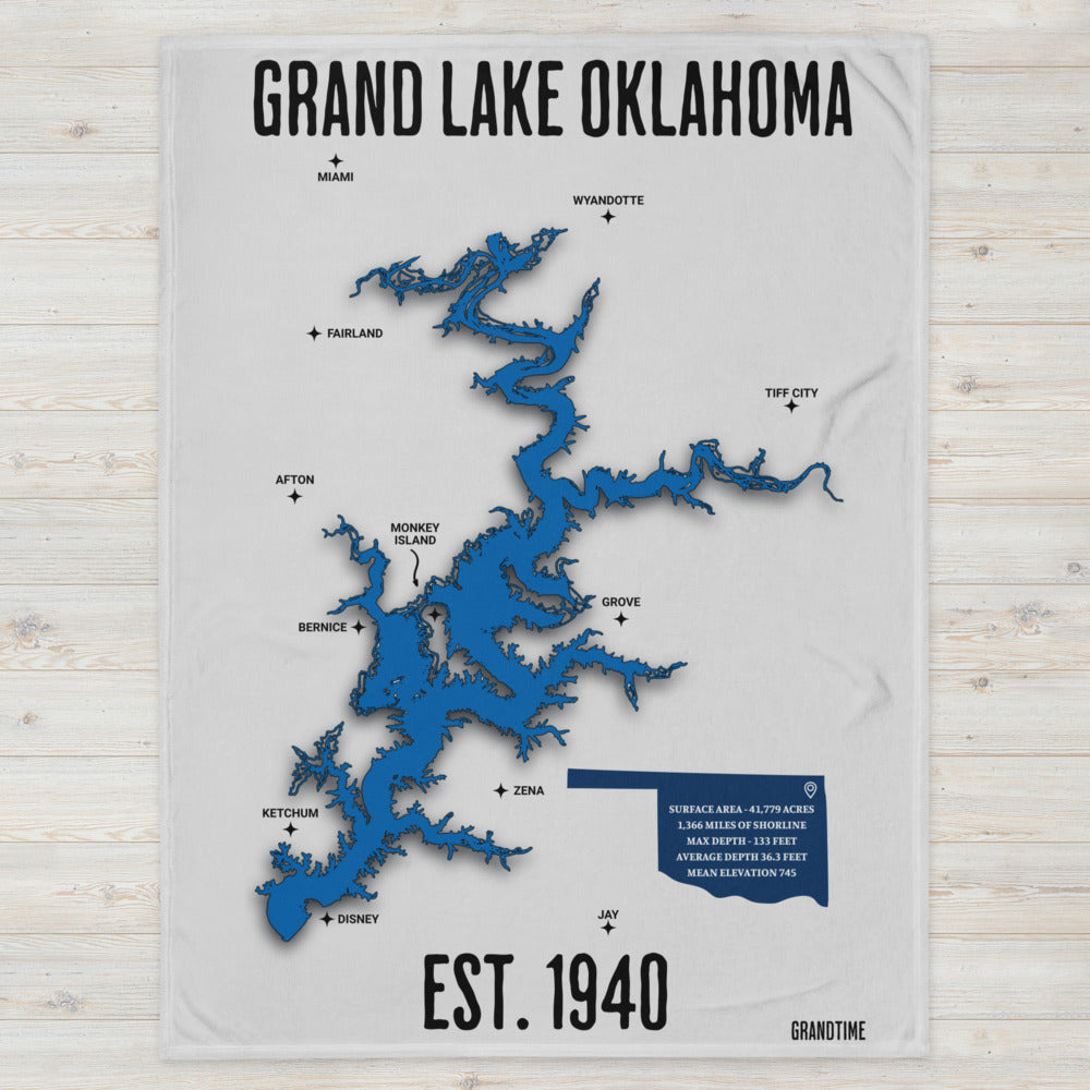 GRAND LAKE MAP Throw Blanket