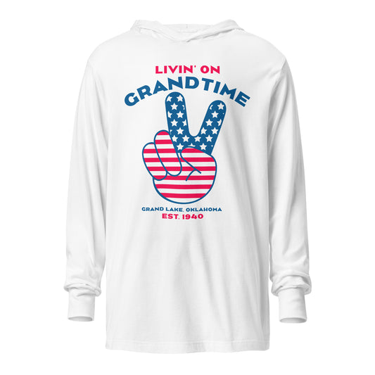 PEACE ON GRANDTIME Hooded long-sleeve breathable lake tee