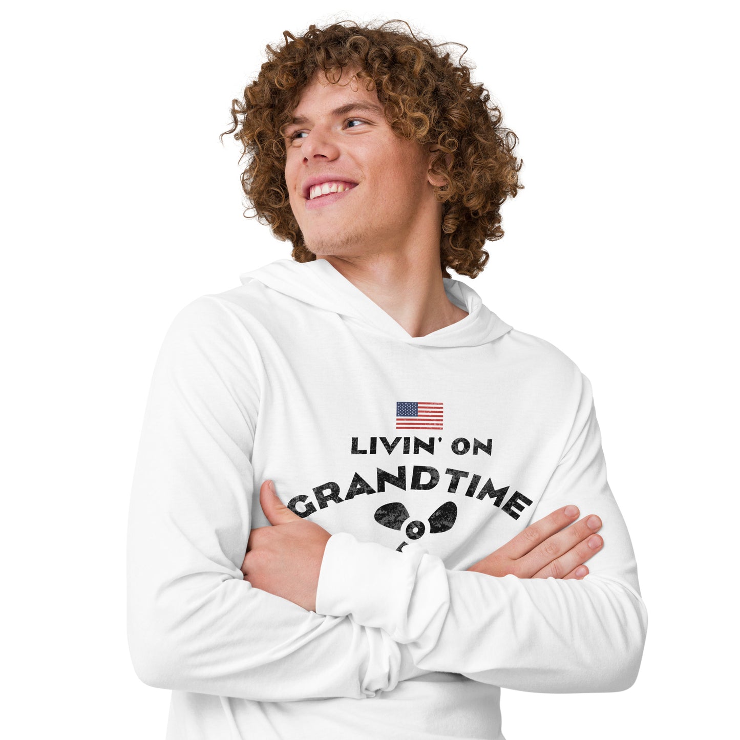 LIVIN' ON GRANDTIME Breathable Hooded long-sleeve tee